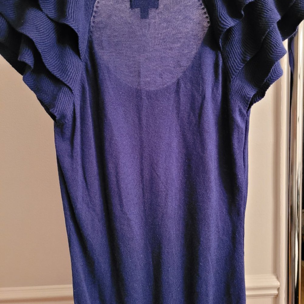 Express. Ruffled Shoulder Sweater. Size Small. Blue. - Picture 4 of 4
